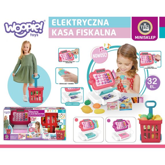 WOOPIE Grynųjų pinigų registras su priedais ir apsipirkimo vežimėliu