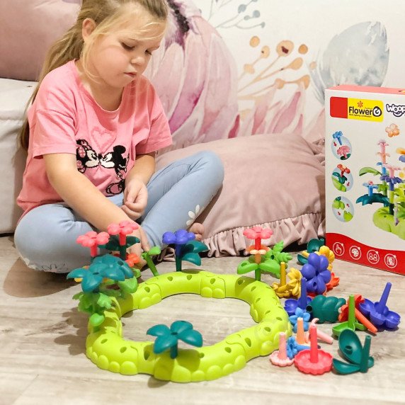 WOOPIE Magiškas sodas Montessori statybiniai blokai XXL 93 vnt.  