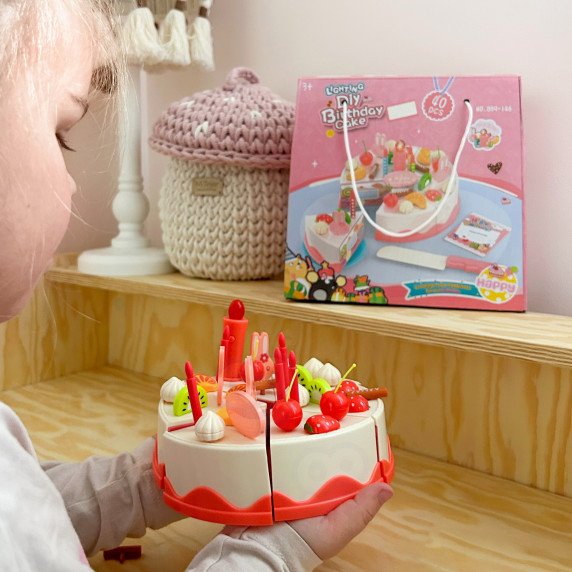 WOOPIE Gimtadienio tortas pjaustymui žvakės vaisiai 40 vnt.