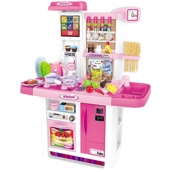 WOOPIE Kitchen MANO MAŽYNA VIRTUVĖ LIEČIAMASIS skydelis su garsu Vandens cirkuliacija Rožinė
