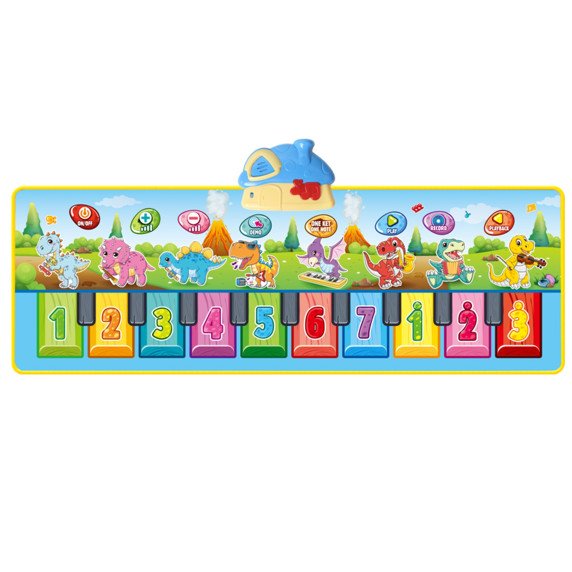 WOOPIE Muzikinis Kilimas XXL Dinozaurai 2 viename Pianinas 8 melodijos 110cm