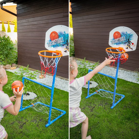 WOOPIE 2-in-1 krepšinio vartai + kamuolių rinkinys