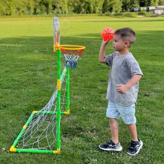 WOOPIE 2-in-1 Krepšinio Rinkinys: Futbolo Vartininkas + Krepšinio Kamuolys