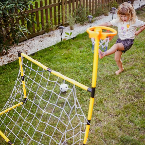 WOOPIE 2-in-1 Krepšinio rinkinys: Futbolo vartai + kamuoliai ir pompa