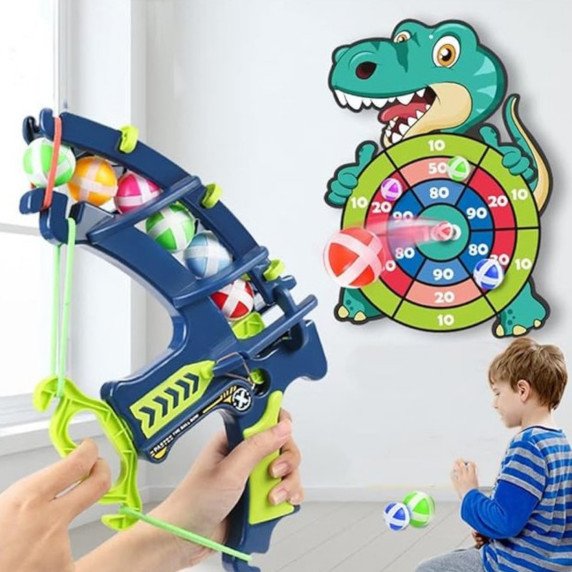 WOOPIE Velcro Darts Žaidimas su žibintuvėliu 2in1 Rinkinys: Skydas + Dino Lankstytuvas