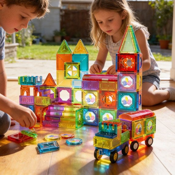 WOOPIE Magnetiniai Blokai 3D Rinkinys Pilies Transporto Priemonės 71 vnt.