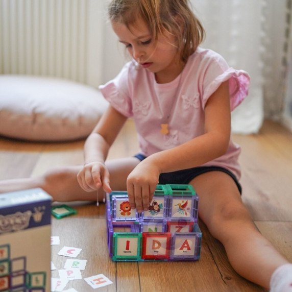 WOOPIE Magnetinės erdvinės blokai Mokomas raidės 70 gabalėlių