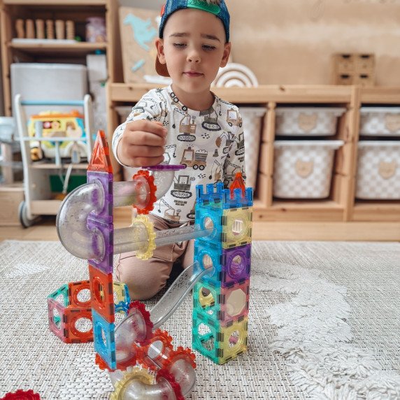 WOOPIE Magnetinės Konstrukcijų Blokėlių 3D Mokomasis Rinkinys Kambarių Traukinys 126 vnt.