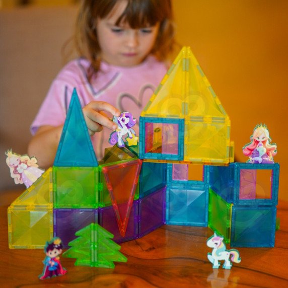 WOOPIE Magnetiniai statybiniai blokai 3D edukacinis rinkinys Pasakų pilis 55 vnt.