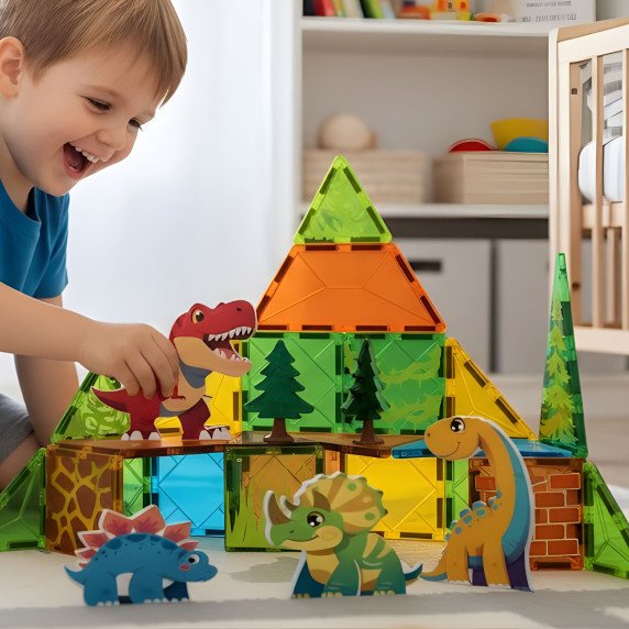WOOPIE Magnetiniai statybiniai blokai 7,5 cm Dino 30 vnt.