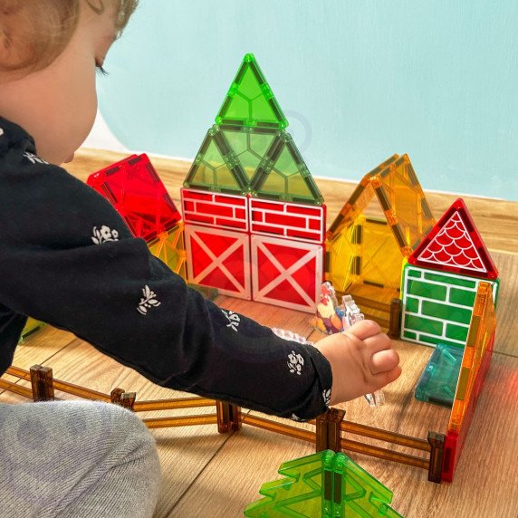 WOOPIE Magnetiniai Statybiniai Blokai 7,5 cm Ferma 50 vnt.