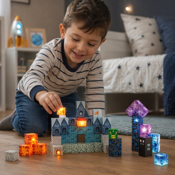 WOOPIE Magnetiniai Statybiniai Kubai Pixel Castle 64 vnt.