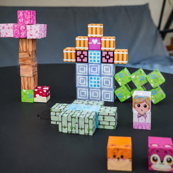 Woopie Magnetiniai Kubai 48 vnt. Montessori Edukacinis 3D Puzzle
