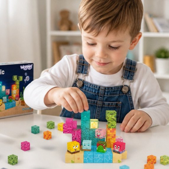 Woopie magnetiniai kubai 63 vnt. Montesorio vandenyno galvosūkis 3D žaidimas