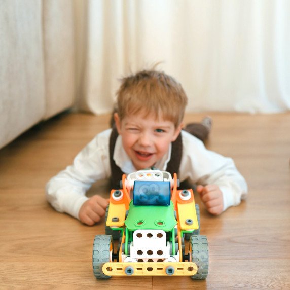 WOOPIE Statybos plytelės rinkinys STEM Transporto priemonės 163 vnt.