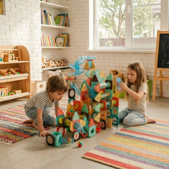 WOOPIE 3D Konstrukcijų Blokai Mokomasis Rinkinys Kamieninis Takelis 228vnt.