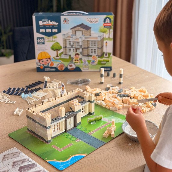 WOOPIE DIY statybos rinkinys, kuris leidžia pastatyti sapnų namą iš plytelių, 603 vnt.
