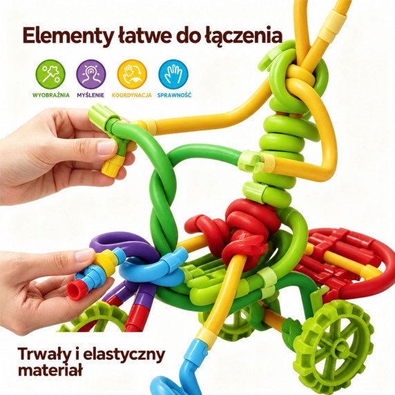 WOOPIE 3D Konstrukcijų Rinkinys 97 vnt Blokai Strypai Karuselė Kūrybingas