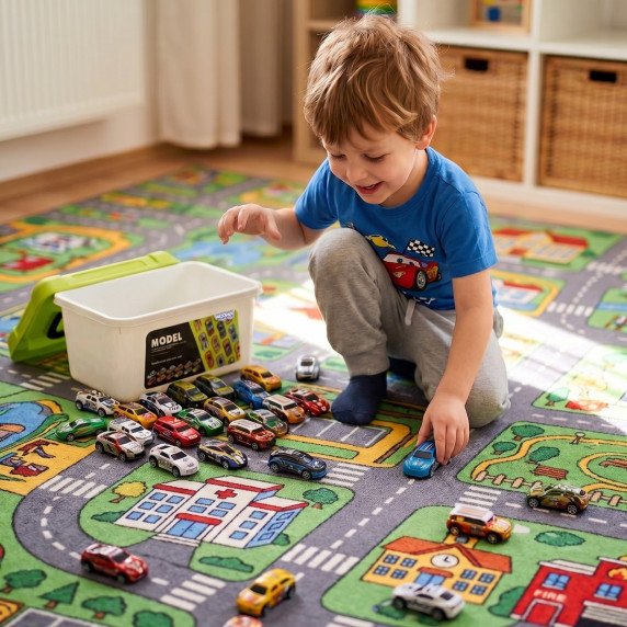 WOOPIE lenktyninis automobilis Rinkinys 30 vnt + Kilimas