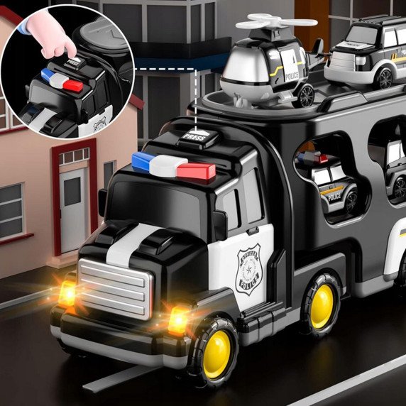 WOOPIE kelių remonto sunkvežimio rinkinys iš 5 automobilių - policija