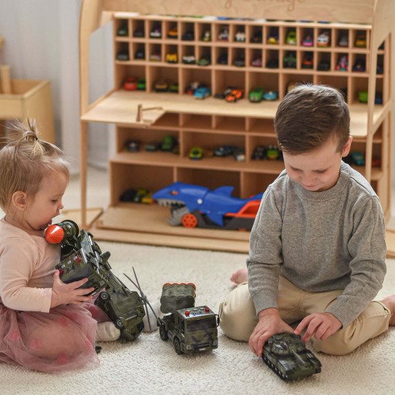 WOOPIE karo transporto priemonių rinkinys su startuoliu, tanku ir sraigtasparniu, 4 vnt., Mastelis 1:20