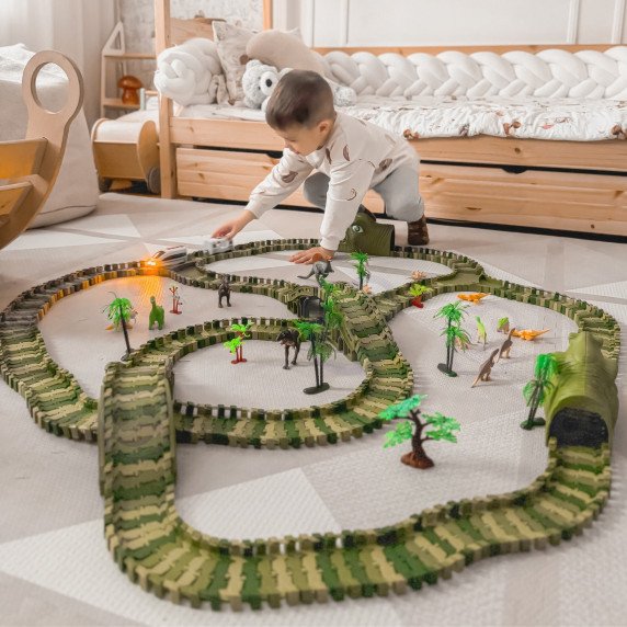 WOOPIE XXL Dinozaurų automobilių trasa 240 vnt.