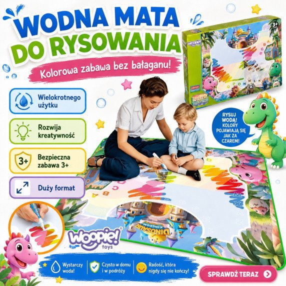 WOOPIE Vandens Tapybos Kilimas vaikams su dinozaurais + Priedai