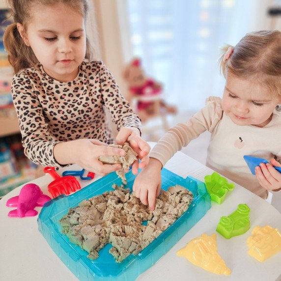 WOOPIE Kinetic Sand 0,5 kg stalo rinkinys su formomis