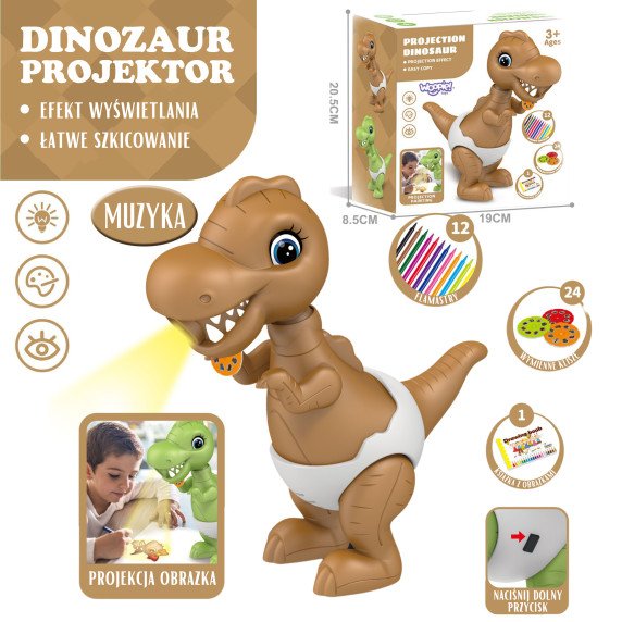 WOOPIE Dinozaurų piešimo projektoriaus rinkinys + markers