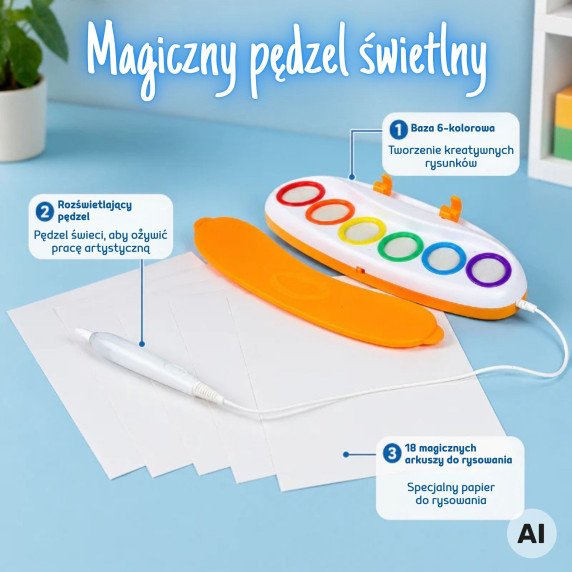 WOOPIE Magiškas LED vandens šepetys - Šviesos Tapybos Rinkinys