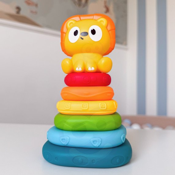WOOPIE BABY Sensorinis piramidės bokštas PUZZLE Lion 6 mėn. ir vyresniems