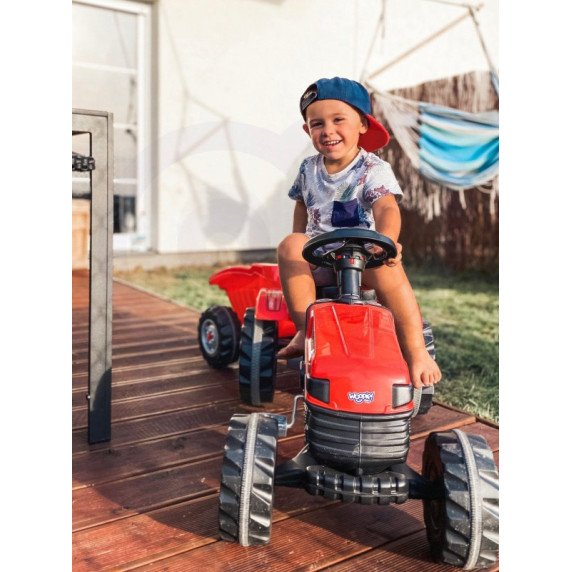 WOOPIE ūkininkas GoTrac MAXI pedalų traktorius su tyliais ratlankiais puspriekabėje