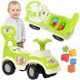 WOOPIE 4-in-1 važiuoklė su rūšiavimo dėžute, stūmikliu, vaikščiojimo pagalve ir ragu, kur yra vietos saugojimui.