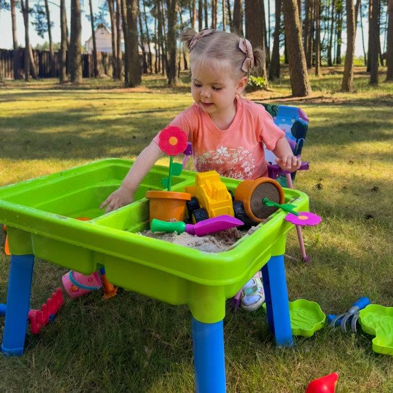 WOOPIE Vandens staliukas 2in1 Smėlio dėžė 13 priedų.