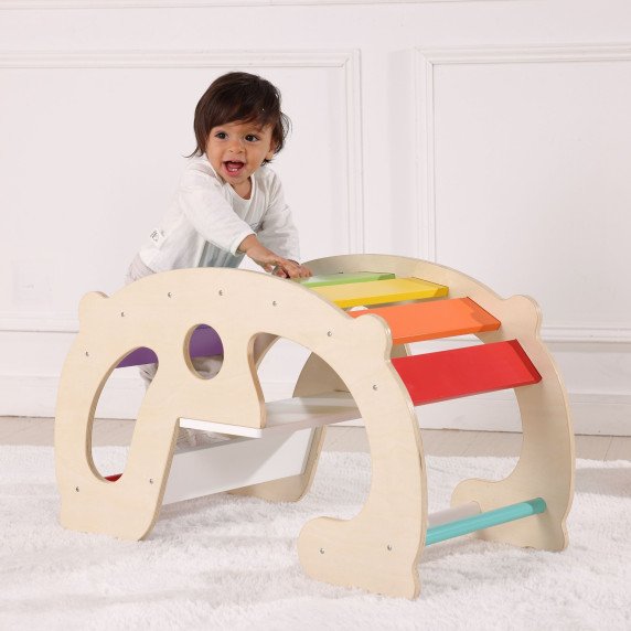 WOOPIE GREEN Medinis Deginukas su Vaivorykštės ir Tiltas 2-ių-1 Montessori FSC