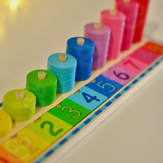 WOOPIE GREEN Montessori skaičiavimo ir spalvų mokymo dėlionė 56 vnt.