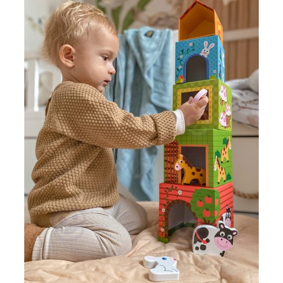 WOOPIE GREEN Ūkininkavimo dėžės kubas puzzle + figūrėlės 10 vnt.