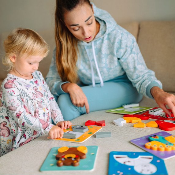 WOOPIE GREEN Mediniai galvosūkiai su gyvūnais Montessori FSC 34 vnt.