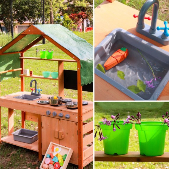 Woopie žalia Medinė Montessori purvinimo virtuvė vaikams