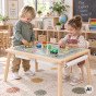 WOOPIE GREEN Medinis 4-in-1 veiklos stalas Kreidinės lenta Konteineriai miesto žemėlapiai Paveikslėlių piešiniai