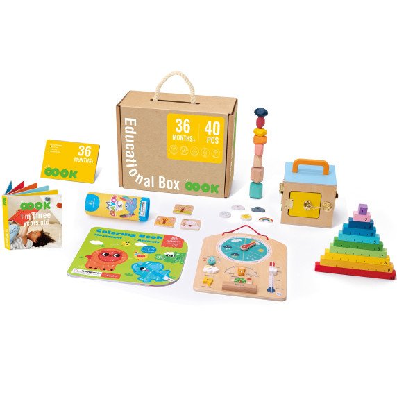 Tooky Toy Edukacinė Montesori dėžutė-žaidimas Rebusas Oro lentelė su abaku 6 viename nuo 3 metų