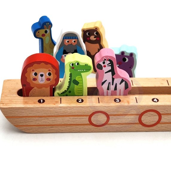 TOOKY TOY Medinis galvosūkis vaikams Nojus ir gyvūnai