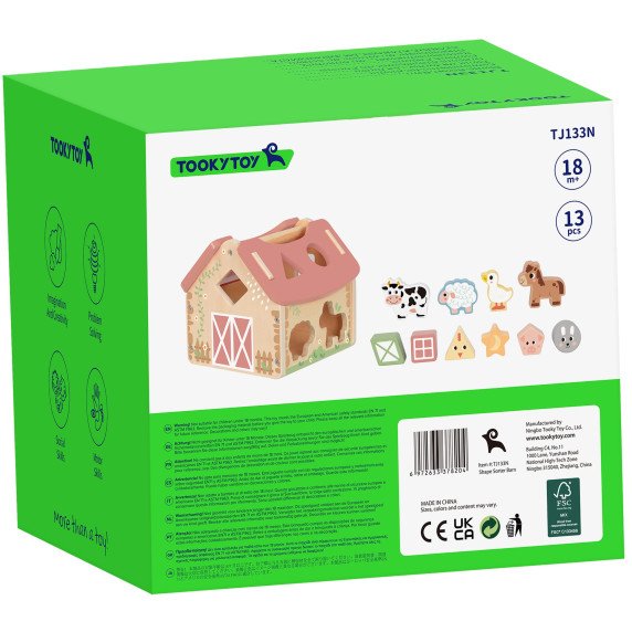 TOOKY TOY Ūkio Medžio gyvūnų formų rūšiavimo žaislas