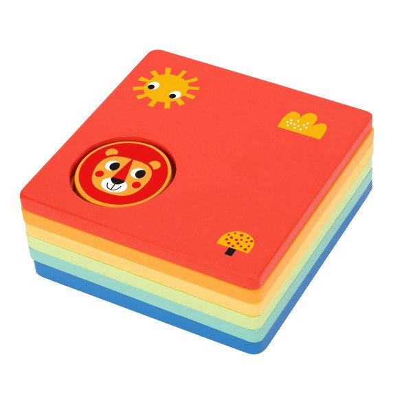 TOOKY TOY Montessori dėlionė Formos ir Spalvų Gyvūnai 6 Lentos FSC