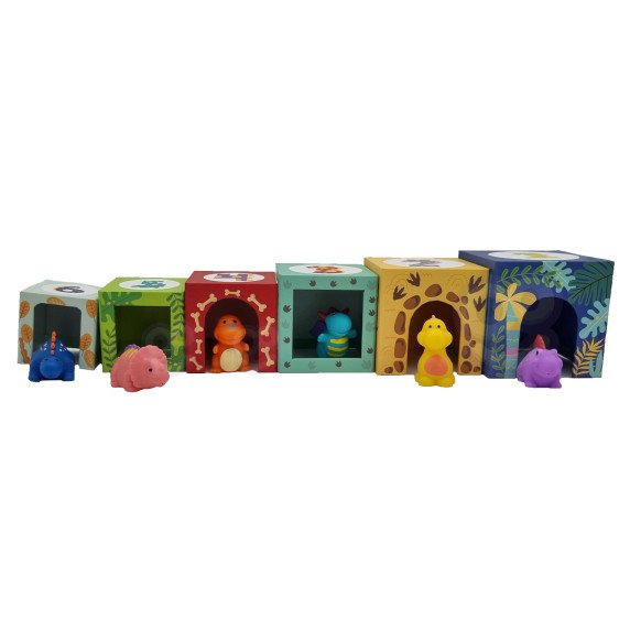TOOKY TOY Mediniai blokai švietimo galvosūkis + 6 žaidimo figūros 12 vnt.