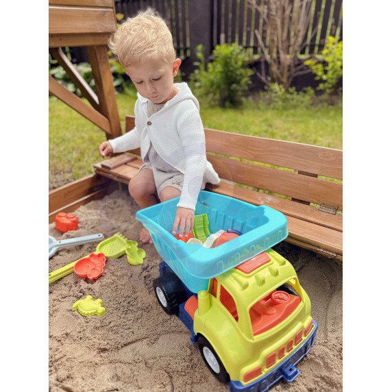 WOOPIE smėlio rinkinys su sunkvežimiu 52 cm XXL ir 20 dalių formelių