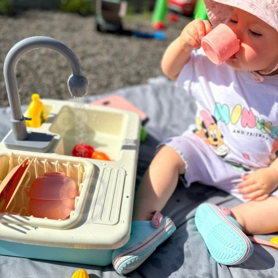 WOOPIE 2-in-1 virtuvės praustuvas su vandens čiaupu mėlyna