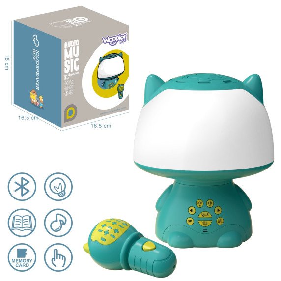 WOOPIE Daugiafunkcinė RGB lempa „Bluetooth“ garsiakalbis „Karaoke“ balsų moduliatorius SD kortelė AUX Turkio spalva