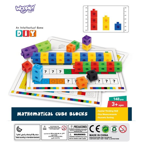 WOOPIE Matematikos galvosūkis Žaidimas Statybiniai Blokai + Raštai 148 vnt.