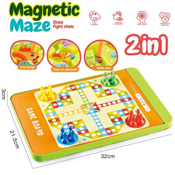 WOOPIE Magnetinis Labirintas 2 in 1 Ludo Žaidimas